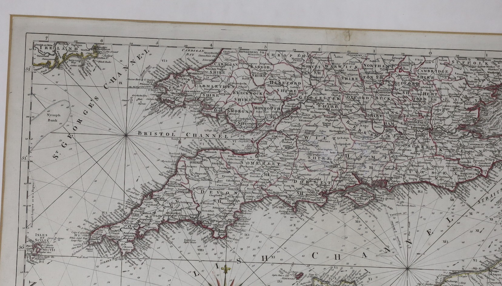 Carington Bowles, hand coloured engraving, Topographical Chart of the English Channel with it’s - Image 3 of 6