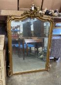 A 19th century French giltwood and composition wall mirror, width 92cm, height 144cm