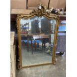 A 19th century French giltwood and composition wall mirror, width 92cm, height 144cm