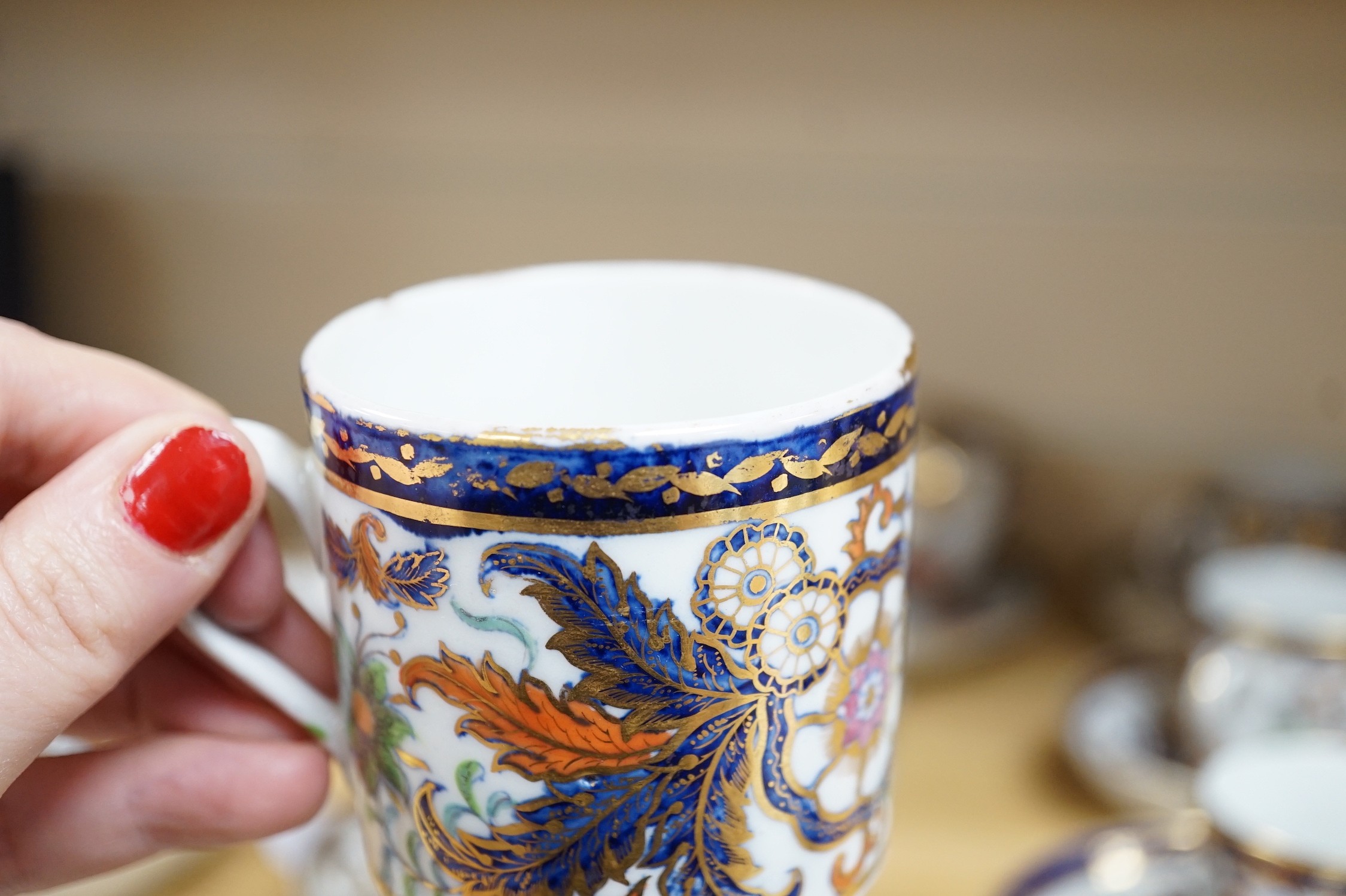 An English porcelain Imari pattern part coffee set, c.1800-10, possibly Spode, pattern no. 490 - Image 6 of 6