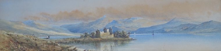 JWS 1868, watercolour, Loch Awe, initialled and dated, 10 x 40cm