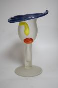 A novelty multi coloured head shaped studio glass vase, height 33cms