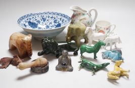 A collection of Chinese ceramic and hardstone figures etc,