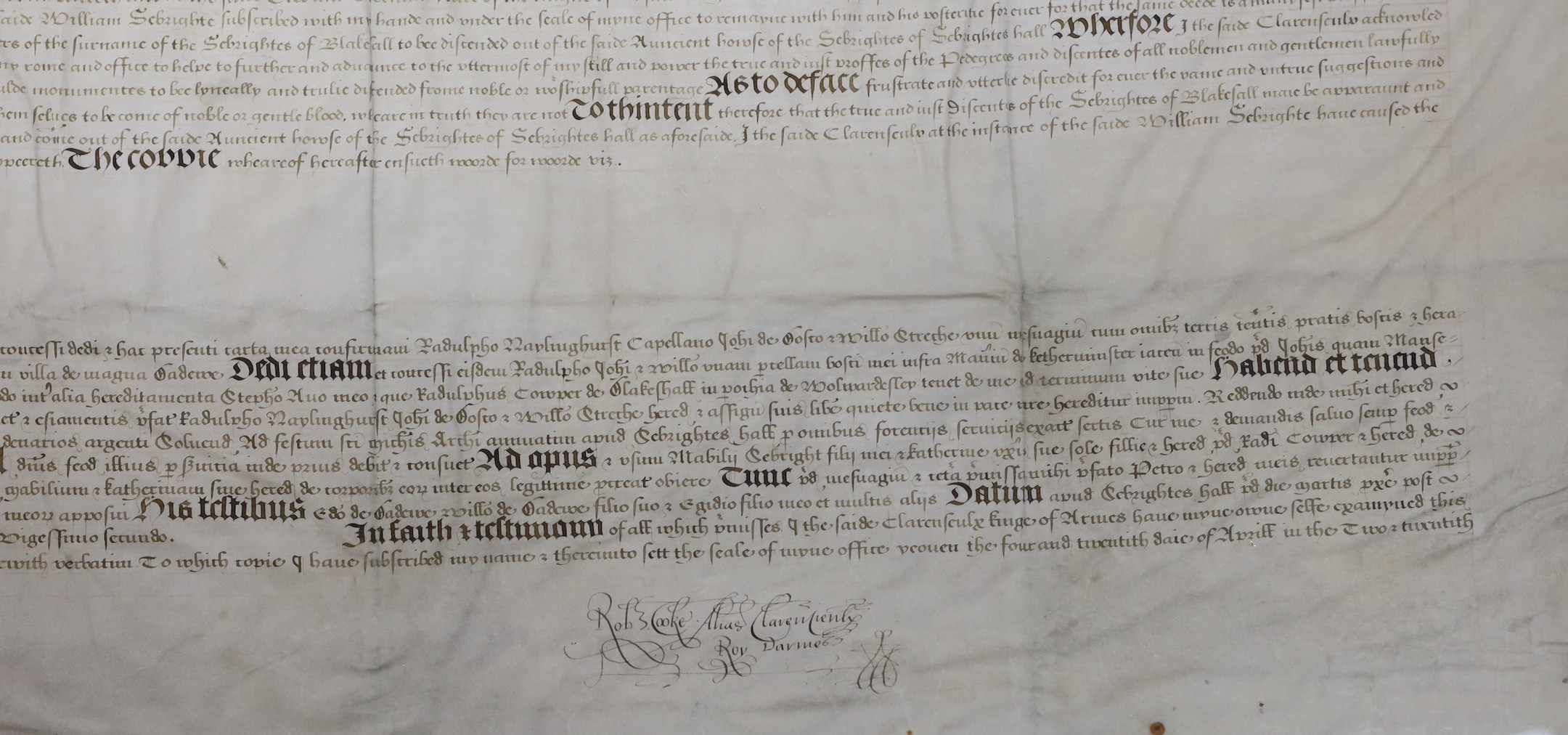 Two documents relating to a grant of arms to Edward Sebright of Blakeshall in Wolverley, - Image 12 of 14