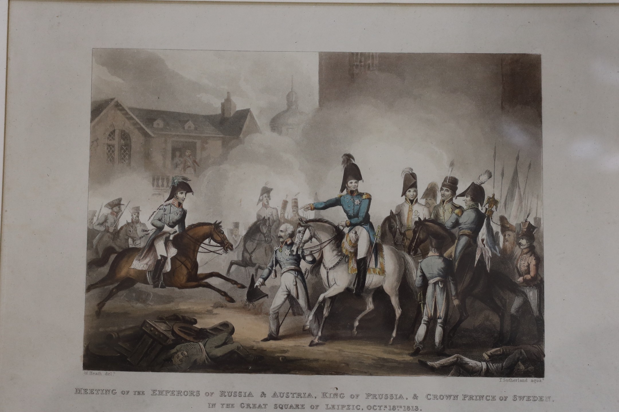 W Heath & T Sutherland, a set of five Napoleonic wars aquatints - Image 4 of 6