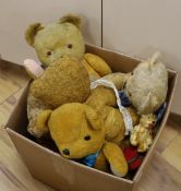 Nine vintage bears, three cotton plus, two mohair