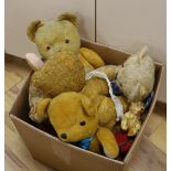 Nine vintage bears, three cotton plus, two mohair