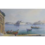 Joseph Galea (1904-1985), watercolour, 'Custom House, Valetta, Malta', signed and dated 1958, 24 x