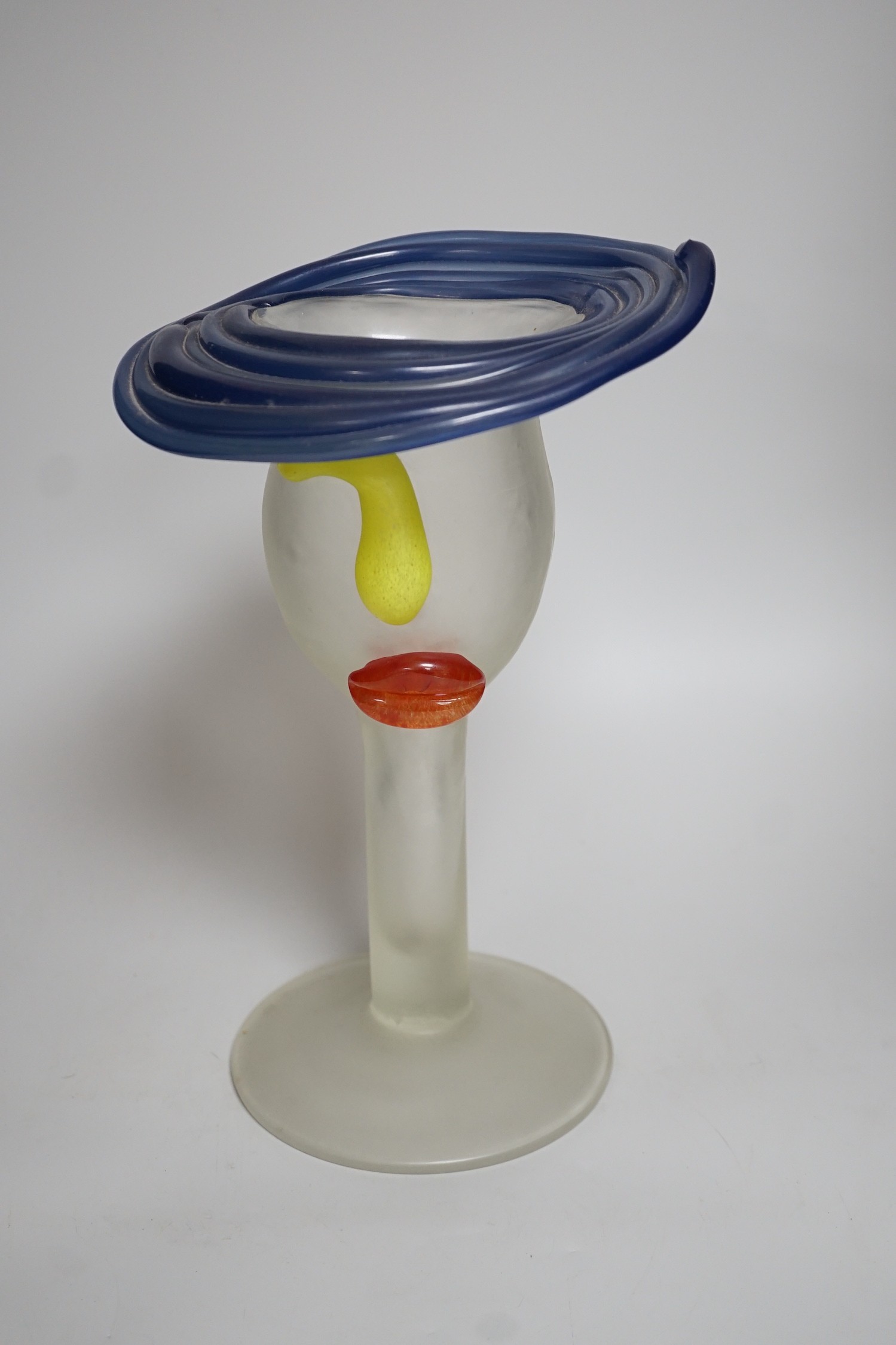 A novelty multi coloured head shaped studio glass vase, height 33cms - Image 2 of 3