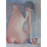 Kathleen Schildmeyer (Contemporary American), watercolour, Seated female nude, signed in pencil,