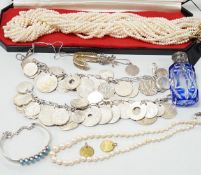 Mixed jewellery including a modern freshwater? pearl torsade necklace, 52cm, a Christian Dior 58