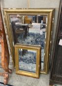 A 19th century French rectangular giltwood wall mirror, width 73cm, height 119cm together with a