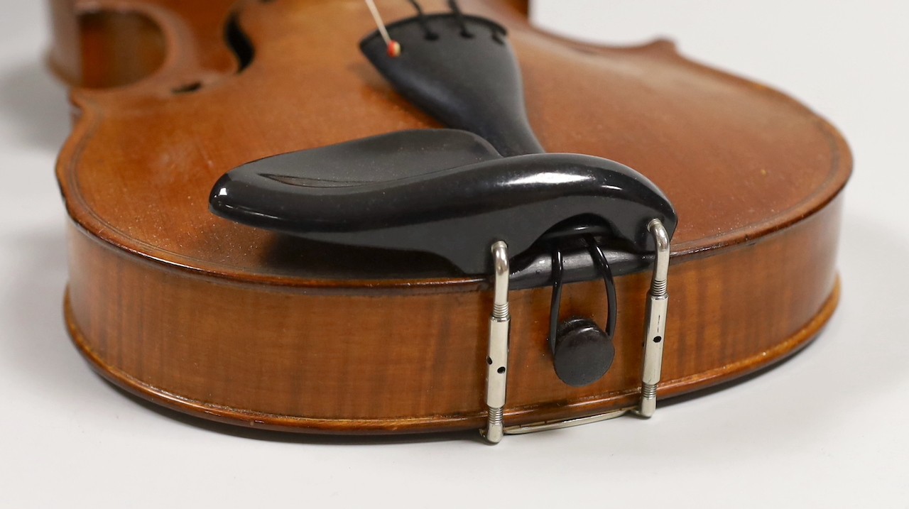 A violin, labelled Luigi Salsedo, with two bows, in case - Image 11 of 14