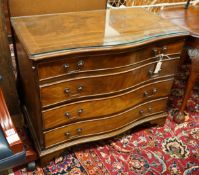 A George III style mahogany serpentine fronted chest of drawers, width 90cm, depth 50cm, height
