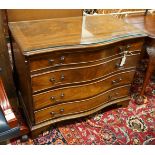 A George III style mahogany serpentine fronted chest of drawers, width 90cm, depth 50cm, height