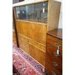 A mid century walnut writing cabinet by Georg Schoettle, Stuttgart, width 135cm, depth 40cm,