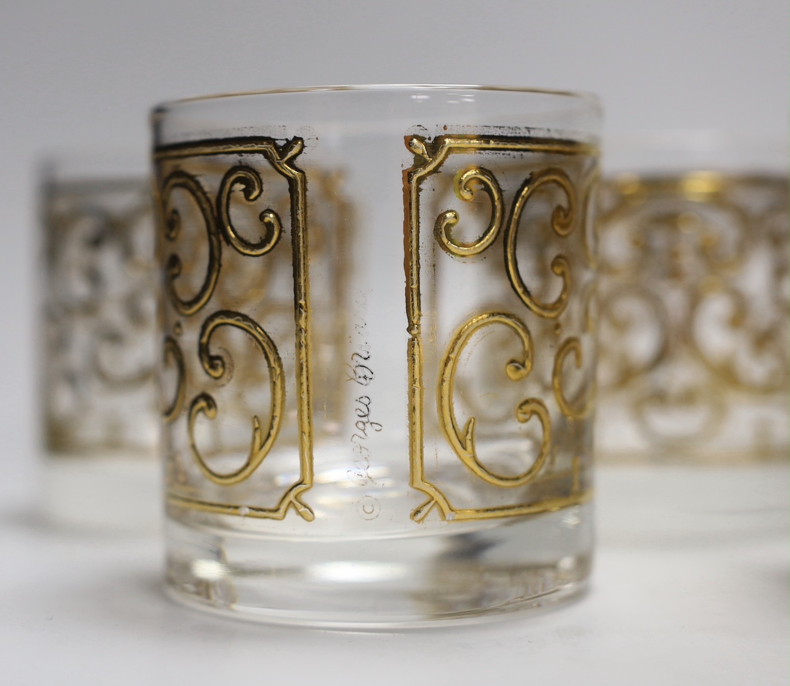 A set of seven Georges Briard gilded glass tumblers, - Image 3 of 4