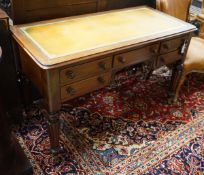 A Victorian mahogany kneehole writing table, width 119cm, depth 55cm, height 74cm