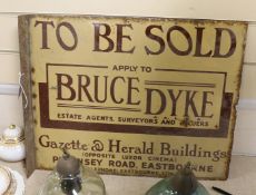 Eastbourne Interest - A ‘To be sold’ enamel sign - Bruce Dyke estate agents surveyors and valuers,