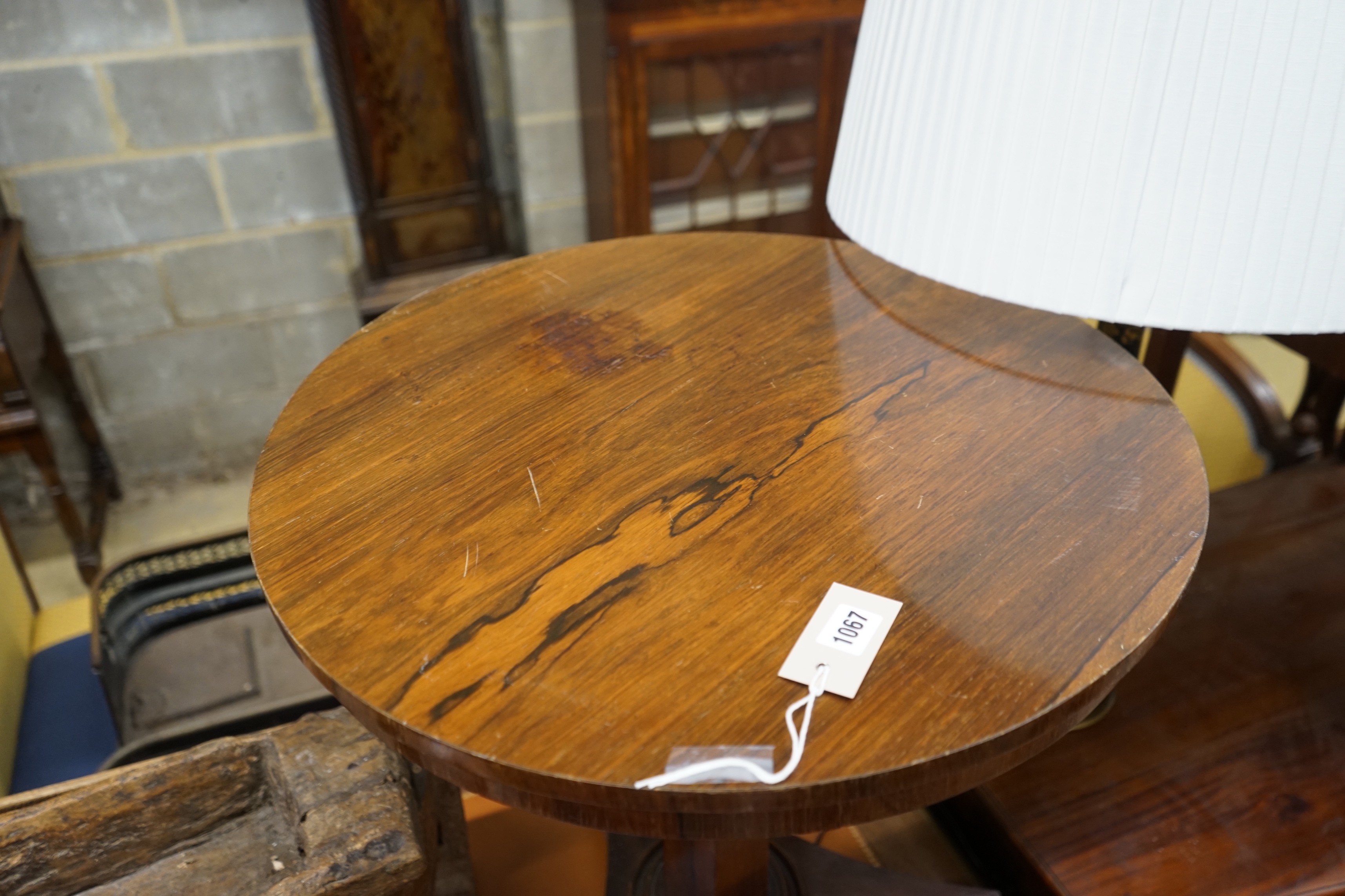 A Victorian circular rosewood occasional table, diameter 55cm, height 60cm - Image 2 of 3