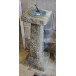 A reconstituted stone garden sun dial, height 88cm