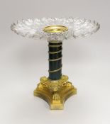 An Empire style ormolu and press moulded glass ‘sunflower’ comport, 26cms high