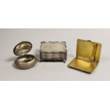 An Edwardian silver trinket box, Birmingham, 1907, 90mm, a silver cigarette case and a Persian?