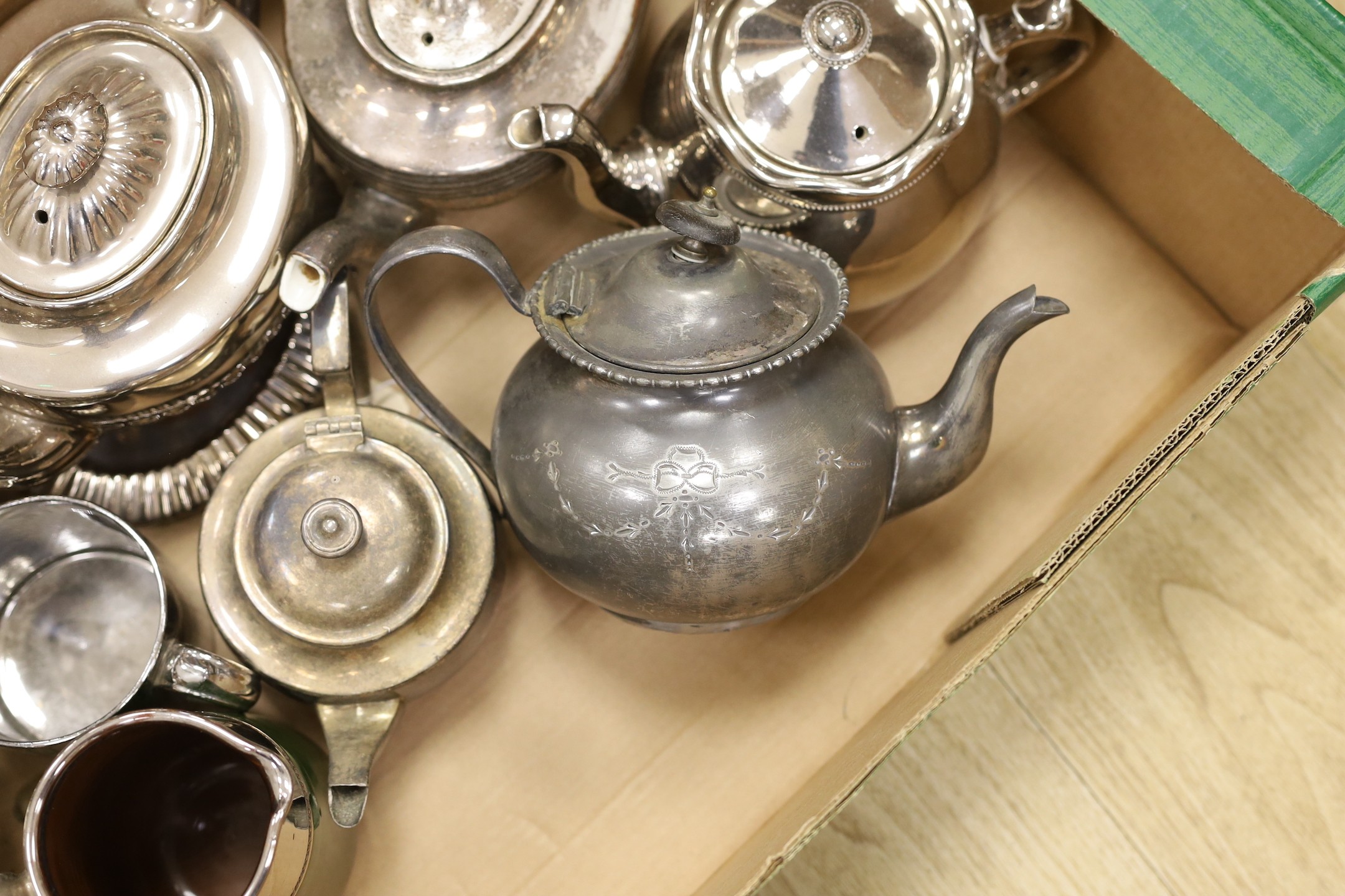 A quantity of various tea pots including Burslem, copper and plated - Image 2 of 3