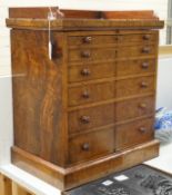 A Victorian walnut six drawer table top miniature collector’s chest, 58cm tall