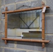 Two late 19th century rectangular faux bamboo wall mirrors, larger 80 x 59cm