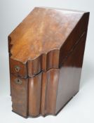 A George III mahogany knife box, converted to a stationery box, 37cm tall