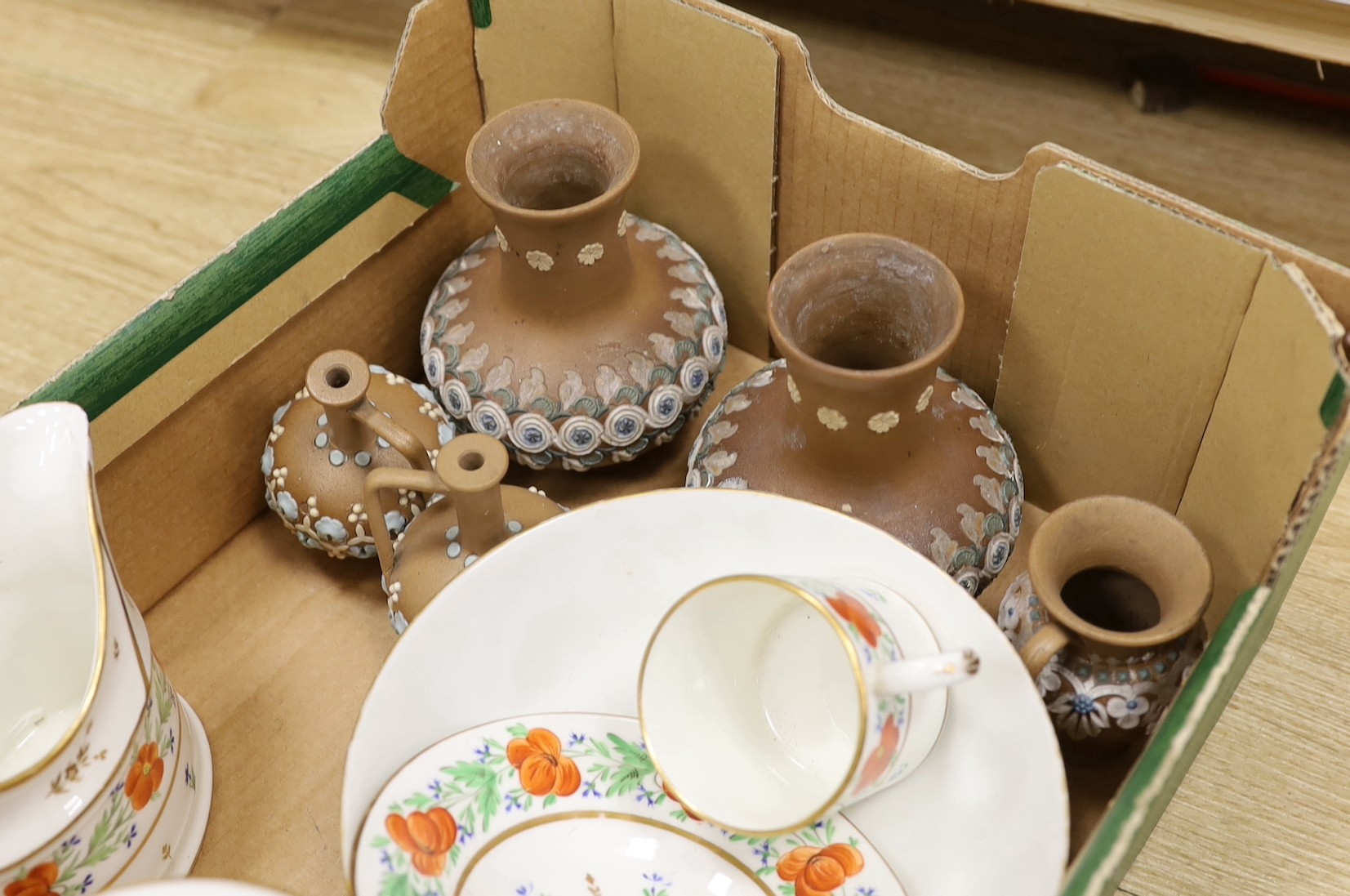 A group of Wedgwood tea wares, a Paris porcelain part tea set, Doulton silicon wares etc., 19th/20th - Image 6 of 6