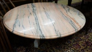 A circular marble top coffee table, diameter 130cm, height 40cm