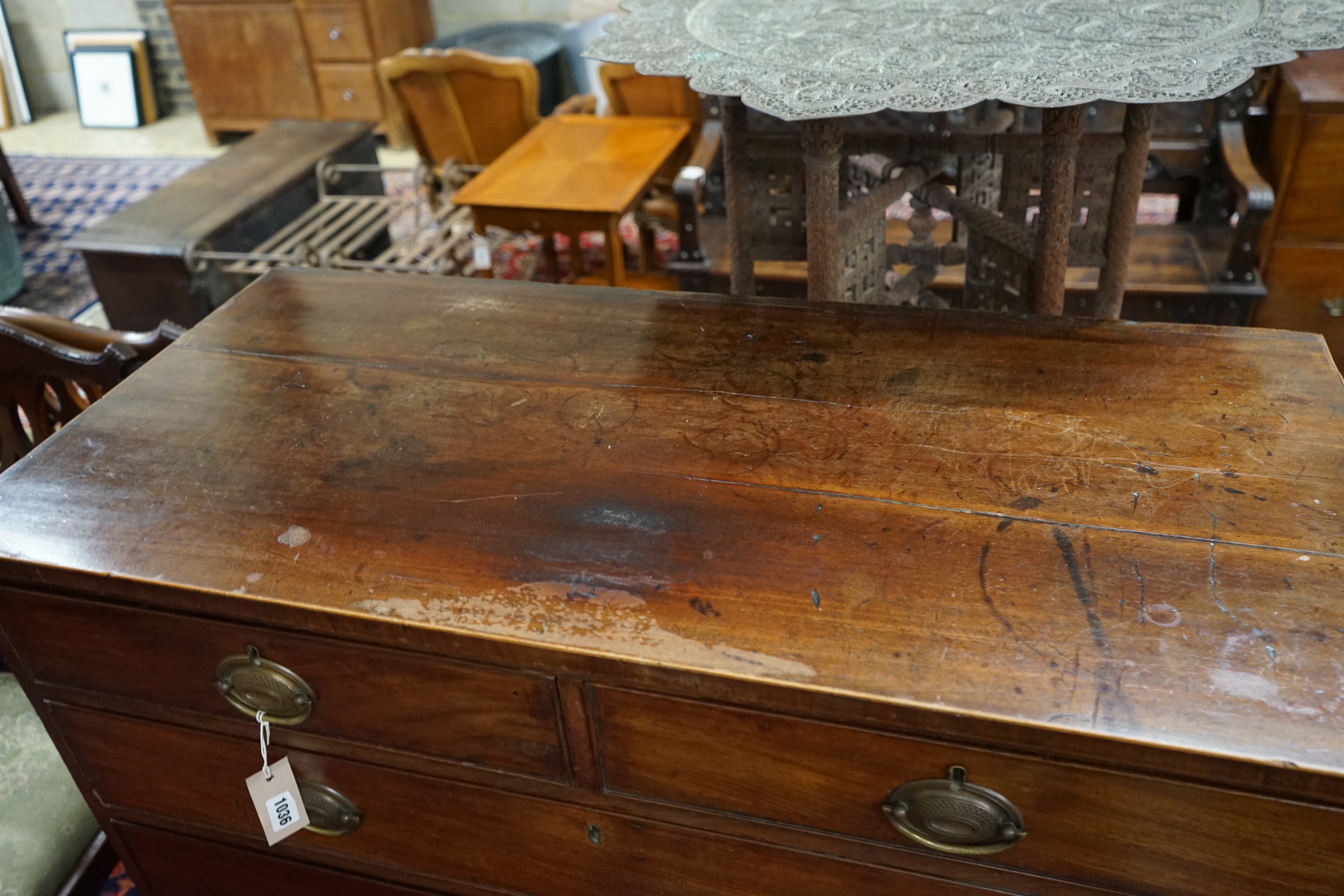 A George III mahogany chest, width 107cm, depth 51cm, height 113cm - Image 2 of 3