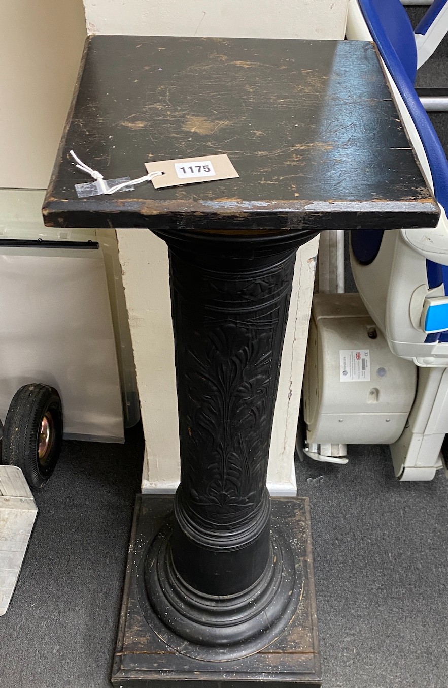 An ebonized and embossed leather covered pedestal, height 114cm. - Image 3 of 3