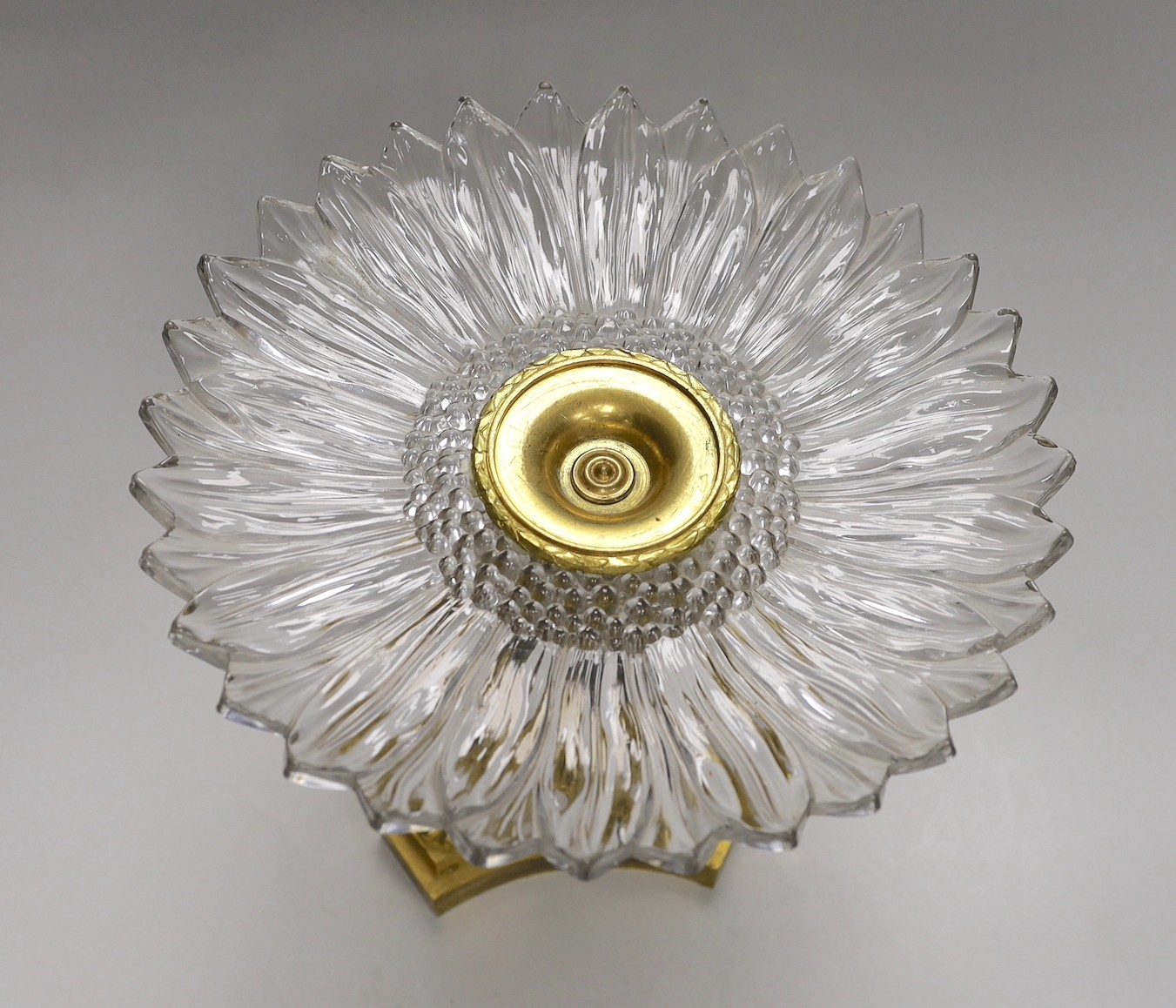 An Empire style ormolu and press moulded glass ‘sunflower’ comport, 26cms high - Image 4 of 4