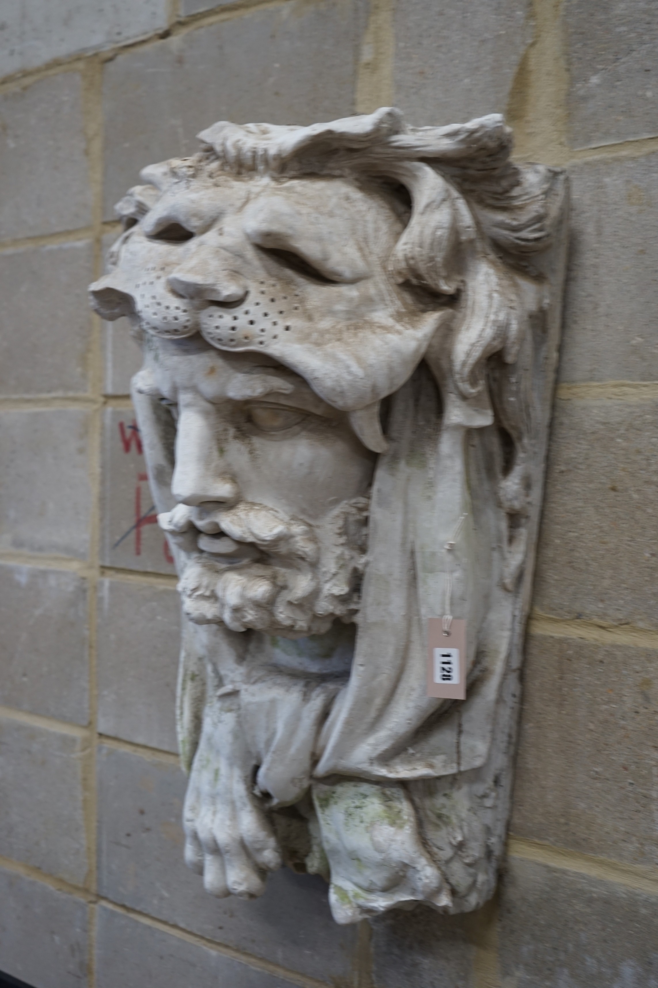 A cast plaster wall mask of Hercules, width 48cm, height 77cm - Image 2 of 4