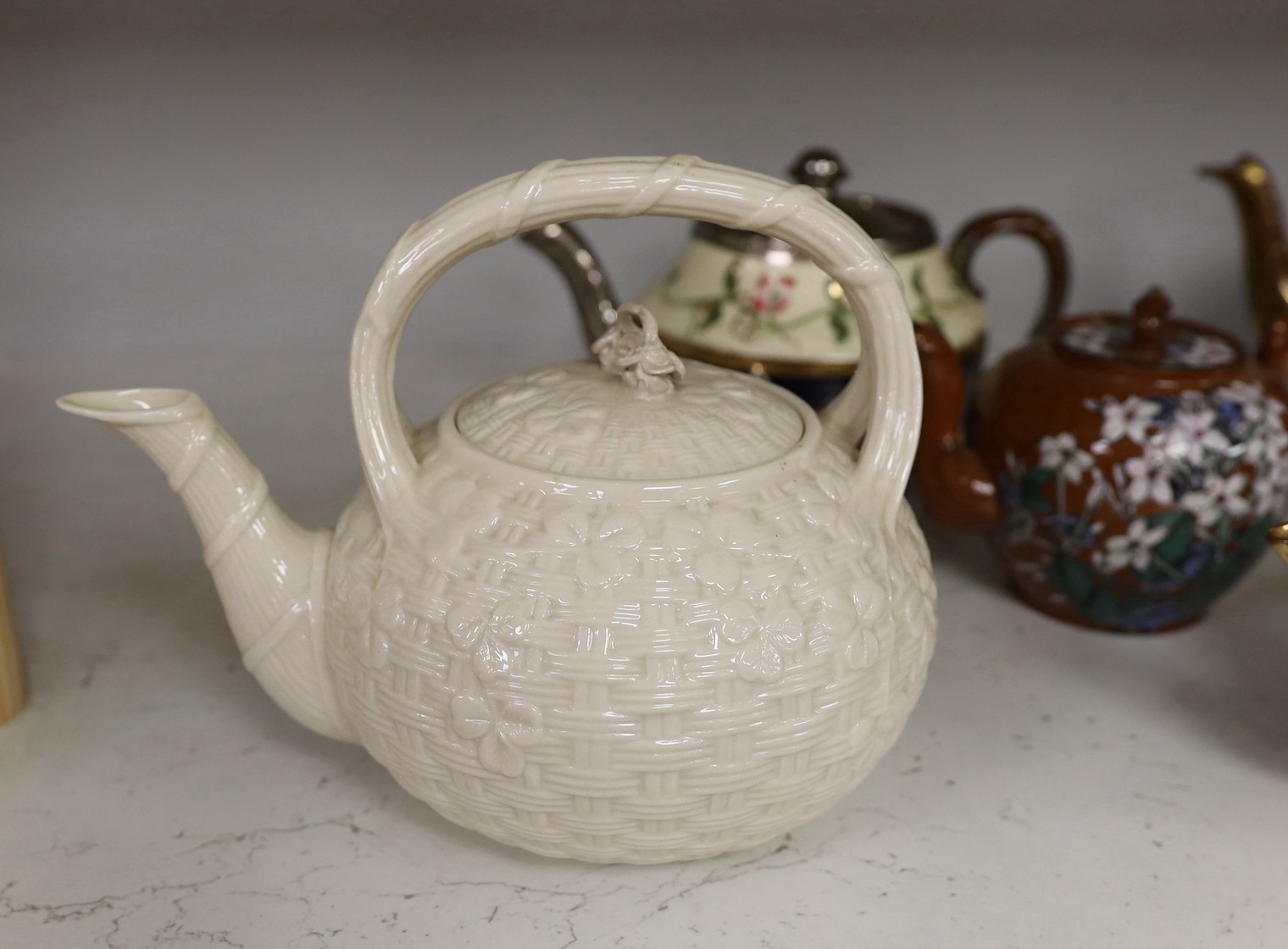 A quantity of various teapots including Belleek, Japanese Satsuma etc. - Image 2 of 6