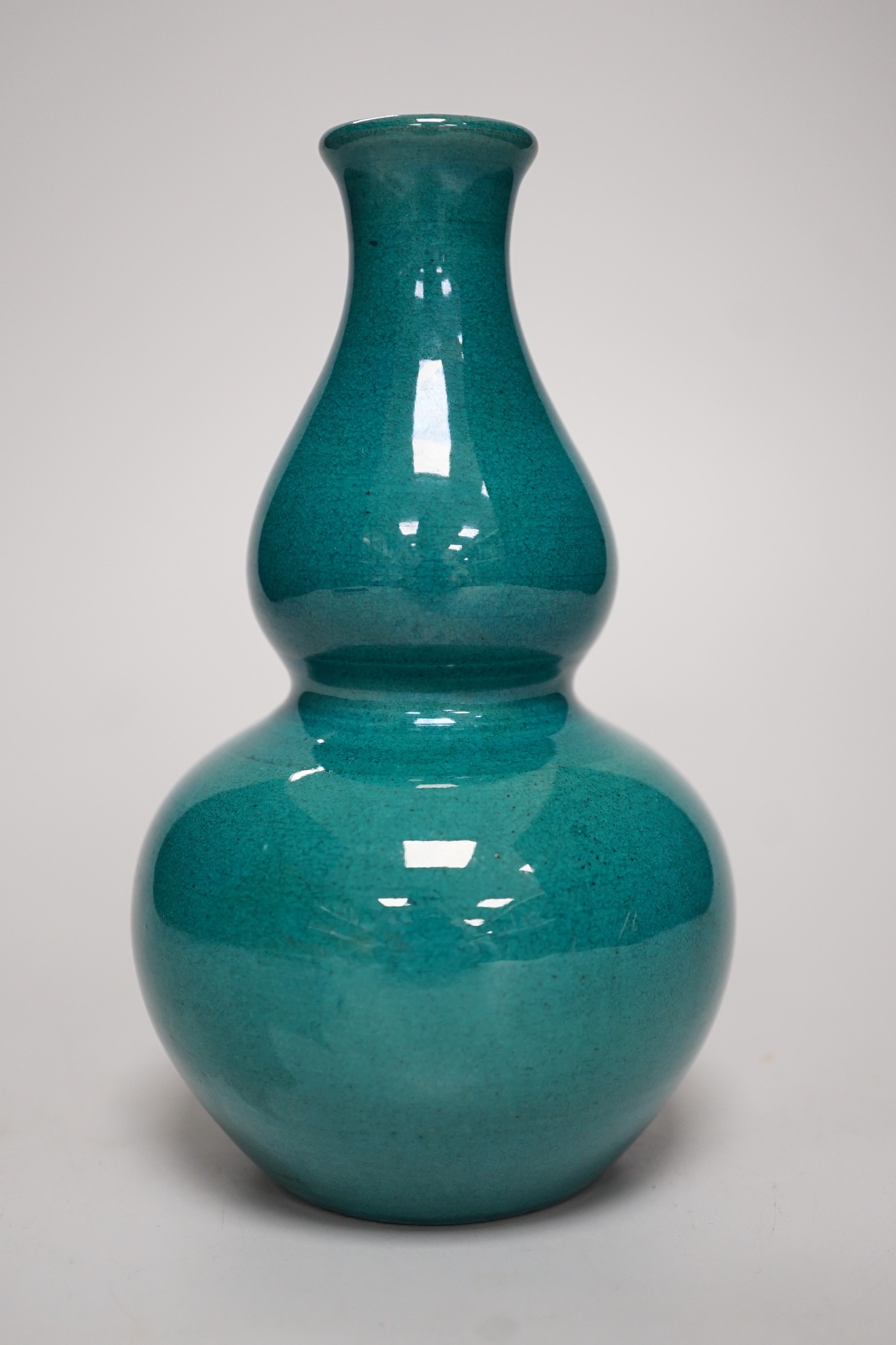 Chinese turquoise glaze double gourd vase, 17cm - Image 3 of 4