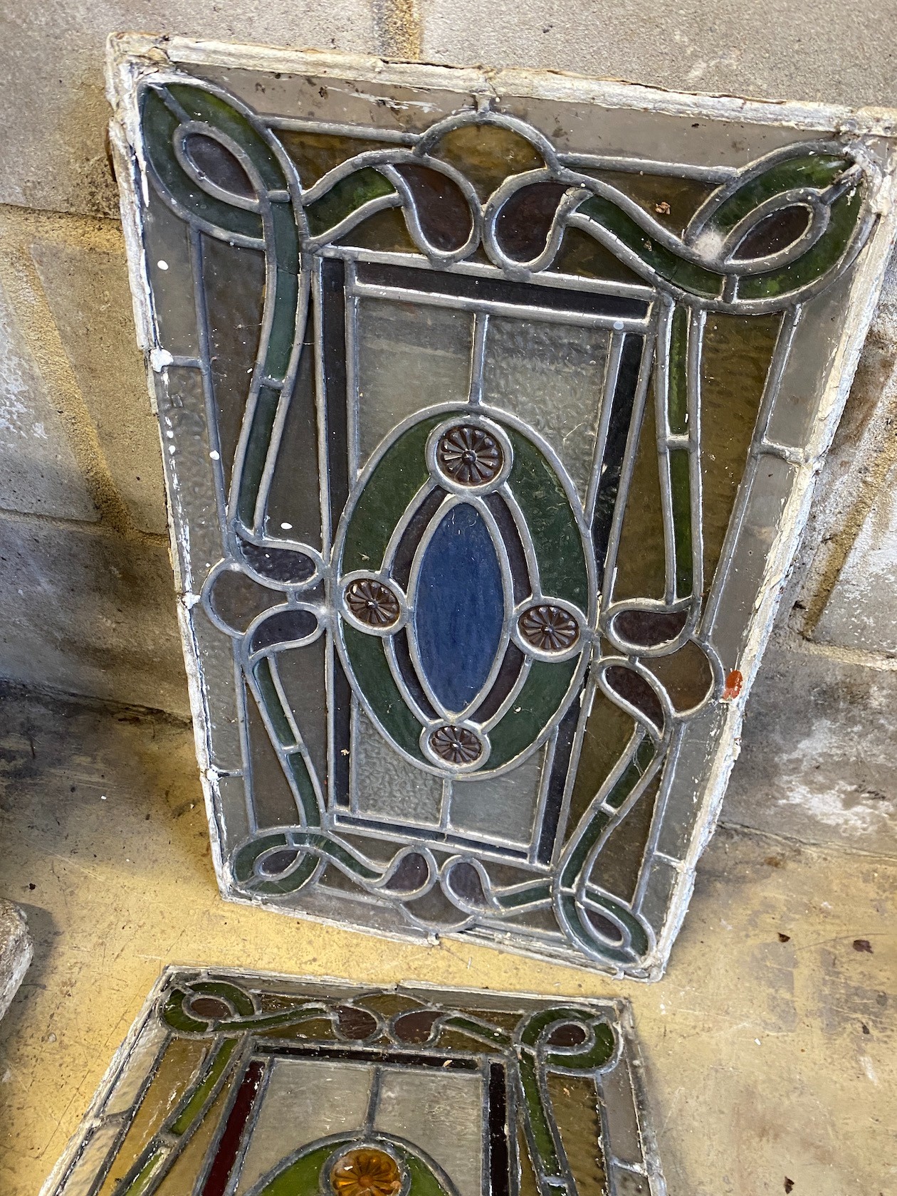 Four rectangular stained glass panels, each width 33cm, height 53cm - Image 3 of 4