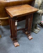 A quartetto of Edwardian rectangular mahogany tea tables, width 49cm, depth 36cm, height 74cm