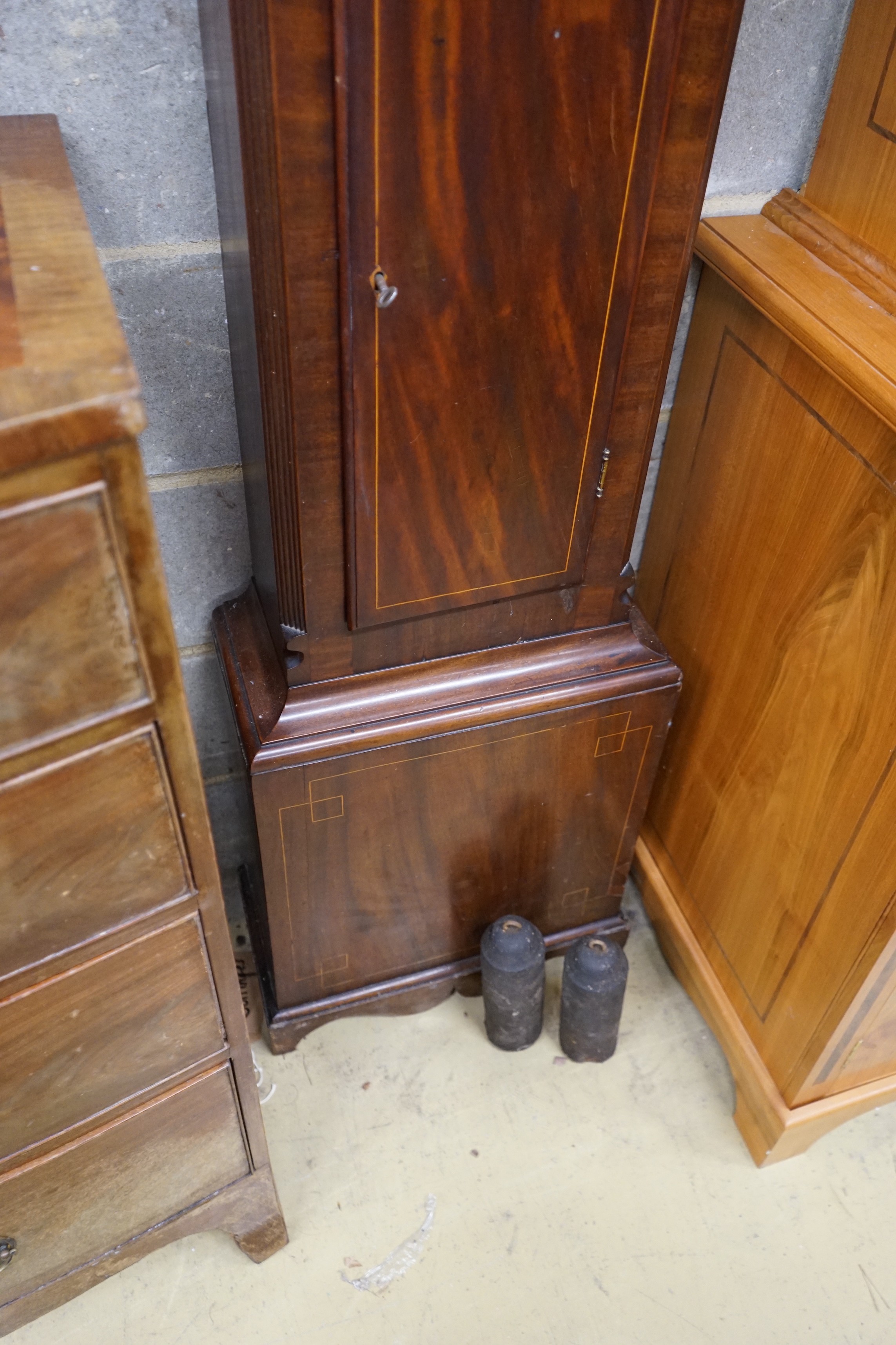 A George III mahogany 8 day longcase clock marked William Edwards, Plymouth Dock, height 222cm - Image 3 of 3