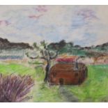 Attributed to Paul Maze, pastel on canvas, House in a landscape, bears signature, 31 x 34cm