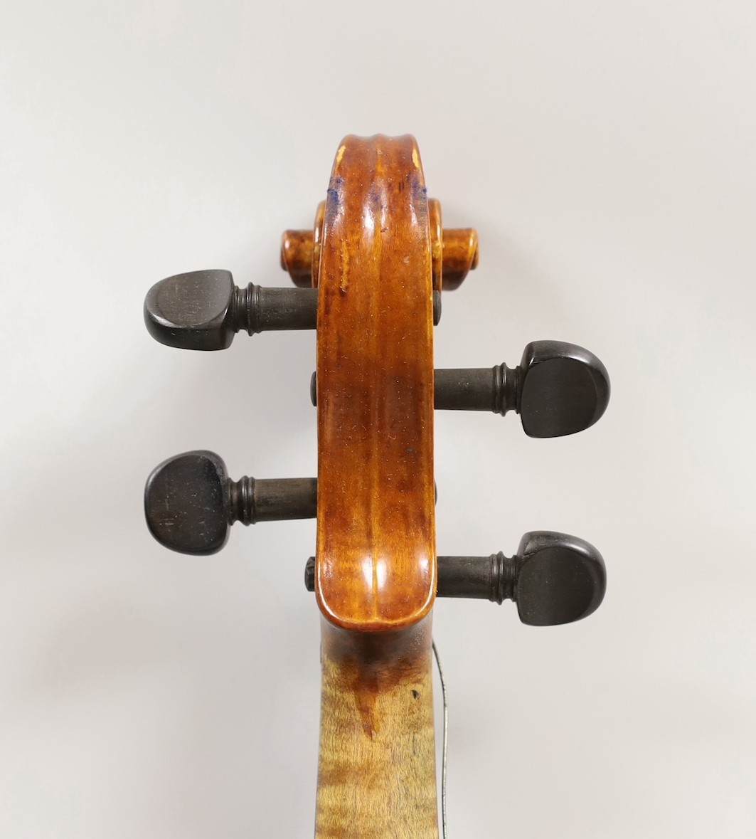 A violin, labelled Luigi Salsedo, with two bows, in case - Image 10 of 14