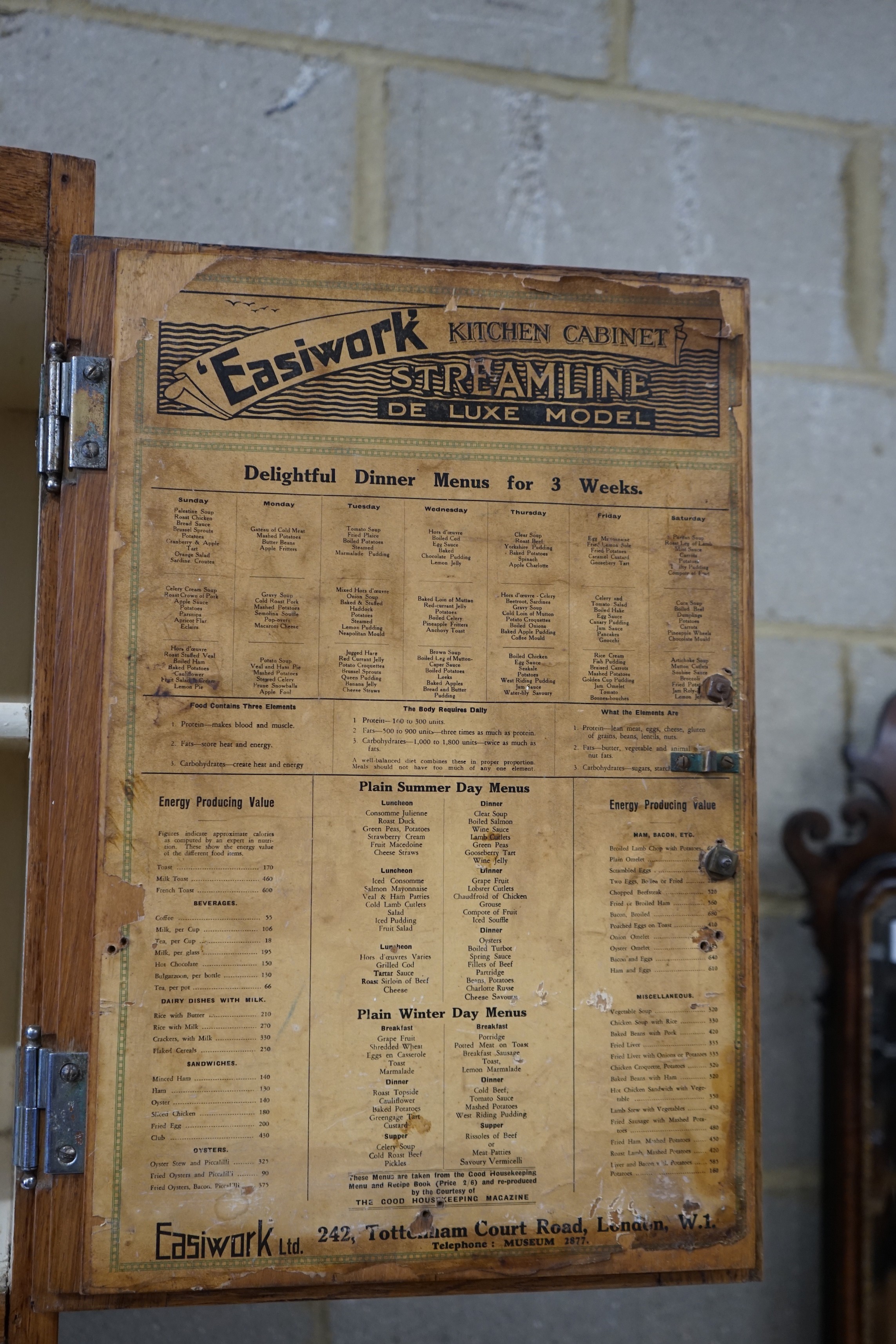 An early 20th century oak 'Easiwork' enamel top kitchen cabinet Streamline Deluxe model, length - Image 4 of 4