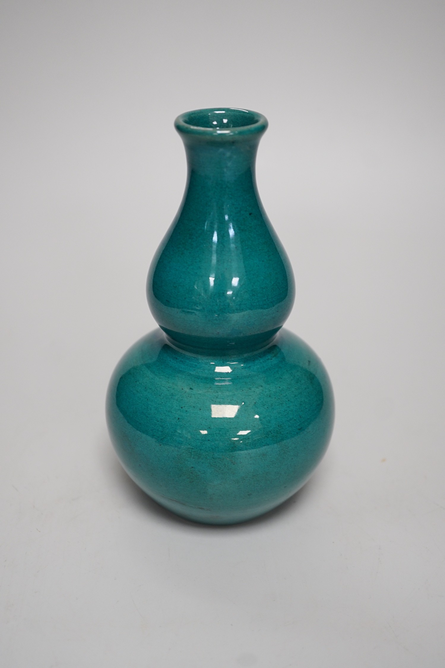 Chinese turquoise glaze double gourd vase, 17cm - Image 2 of 4