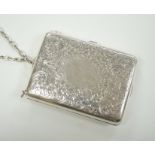 An early 20th century American engraved sterling rounded rectangular combination aide memoir, purse,
