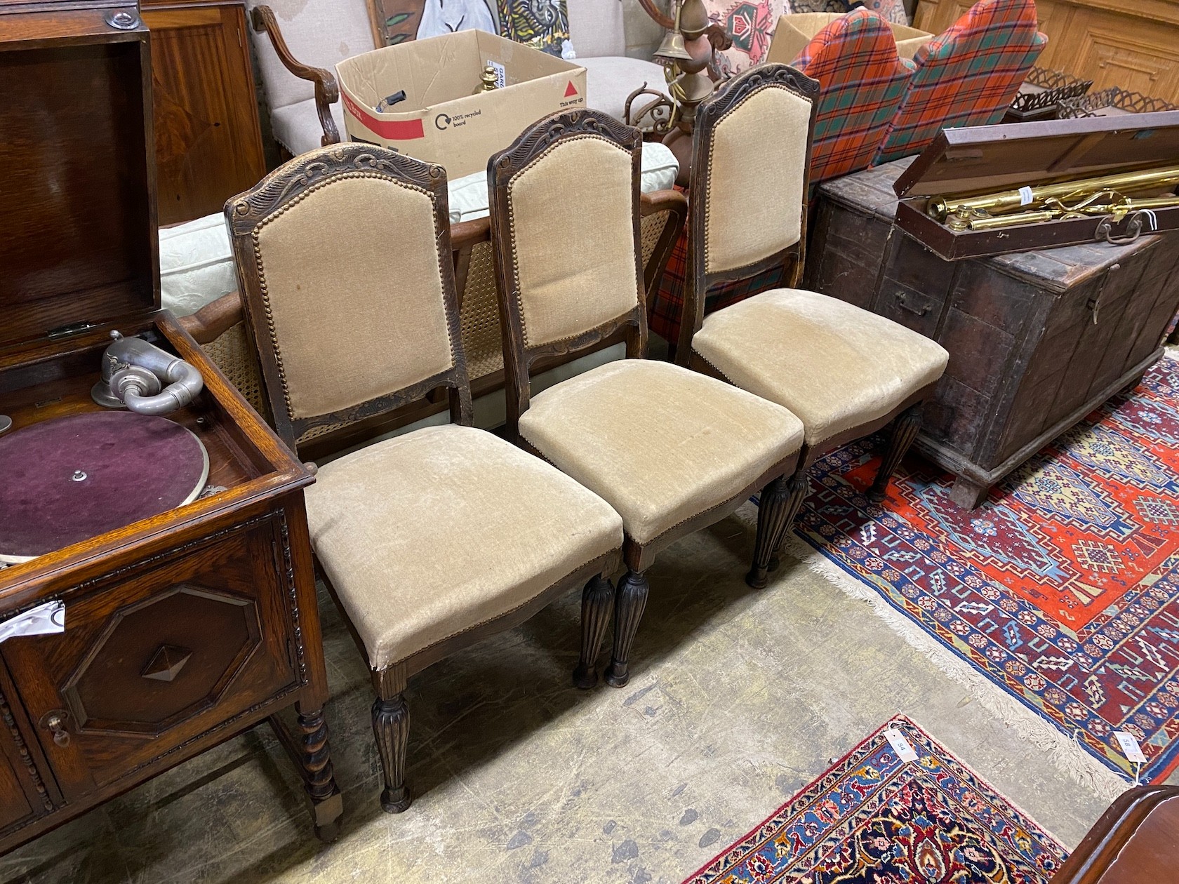 Three continental oak dining chairs - Image 2 of 2