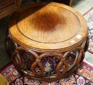A Chinese padouk wood circular coffee table, diameter 67cm, height 42cm