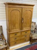 A Victorian pine linen press, width 120cm, depth 51cm, height 206cm